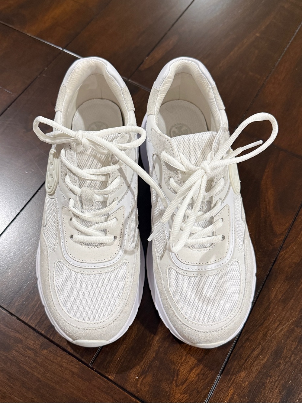 Tory Burch Sawyer Trainer Sneakers White Leather Mesh Size 7.5 - Picture 3 of 8